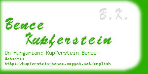 bence kupferstein business card